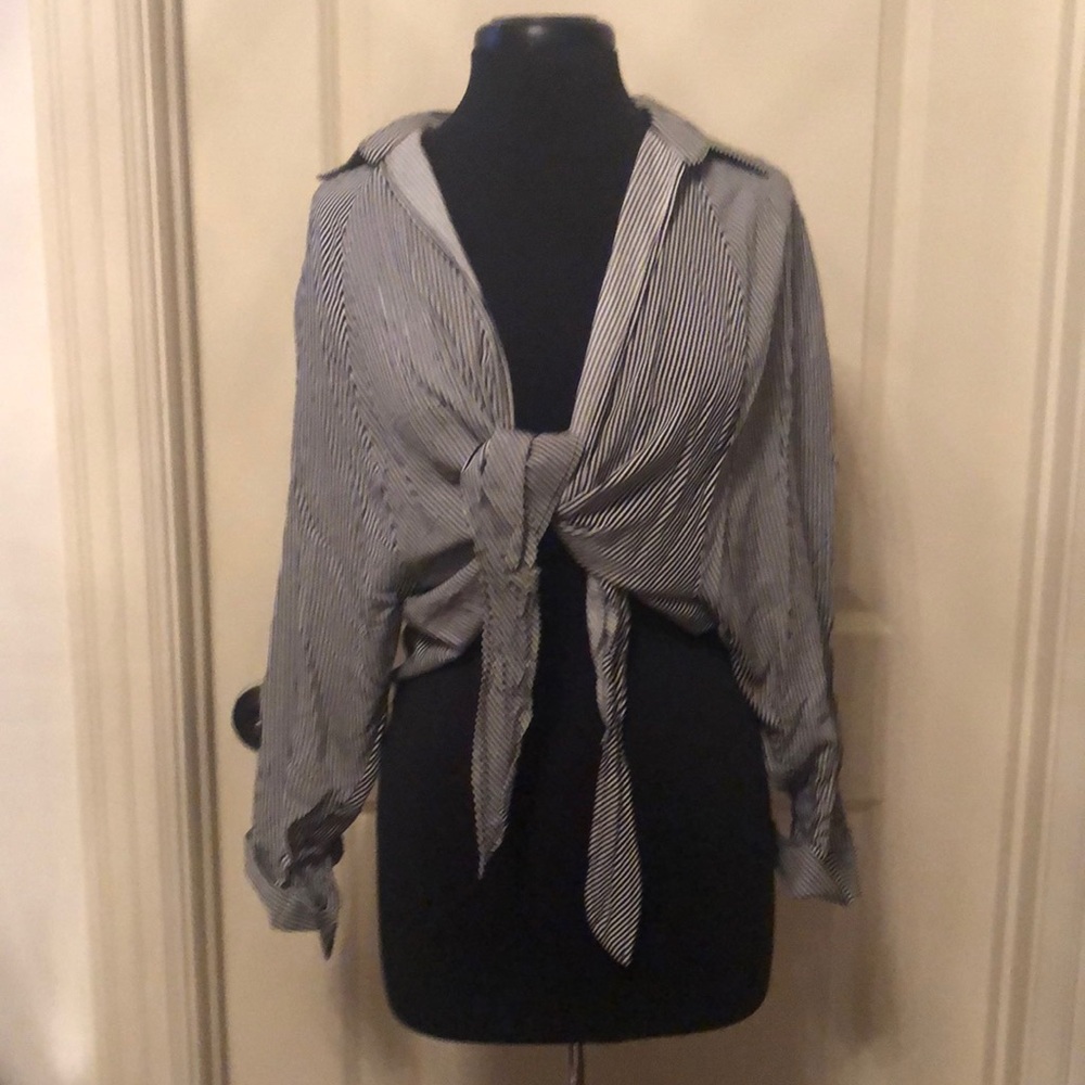 black and white striped tie top